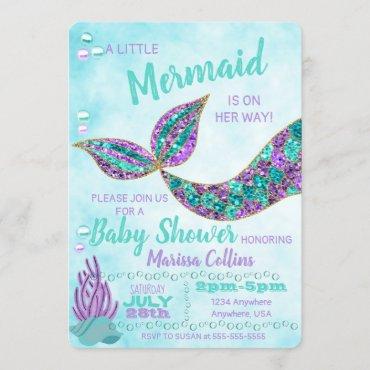Mermaid Baby SHower Invitation, Under the Sea Invitation