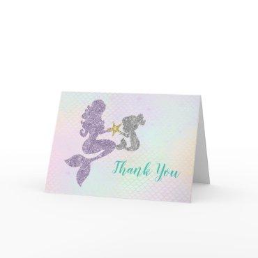 Mermaid Baby Shower mother & child Thank You Card