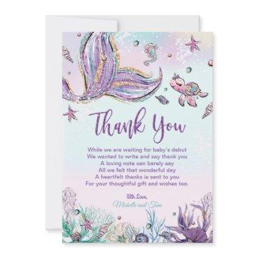 Mermaid Baby Shower Under the Sea Thank You Card