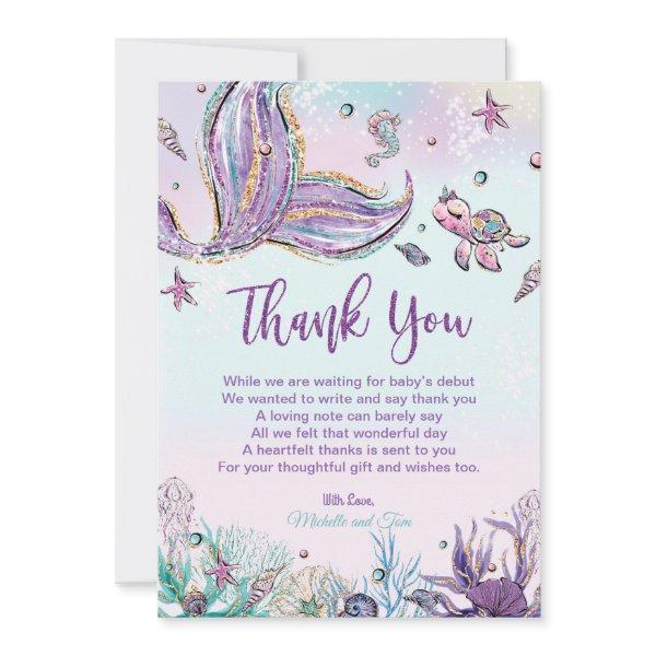 Mermaid Baby Shower Under the Sea Thank You Card