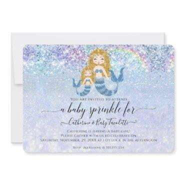 Mermaid Blue Rainbow Blond Baby Girl Sprinkle