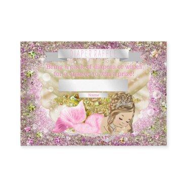 Mermaid Diaper Raffle Tickets Enclosure Card