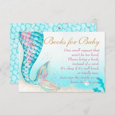 Mermaid Tail Under the Sea Baby Girl Book Request Thank You Card