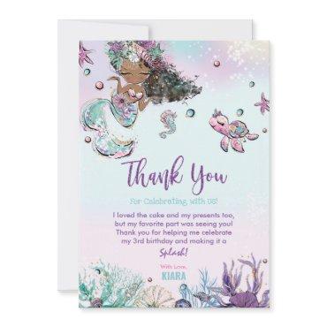 Mermaid Under the Sea Birthday Baby Shower African Thank You Card