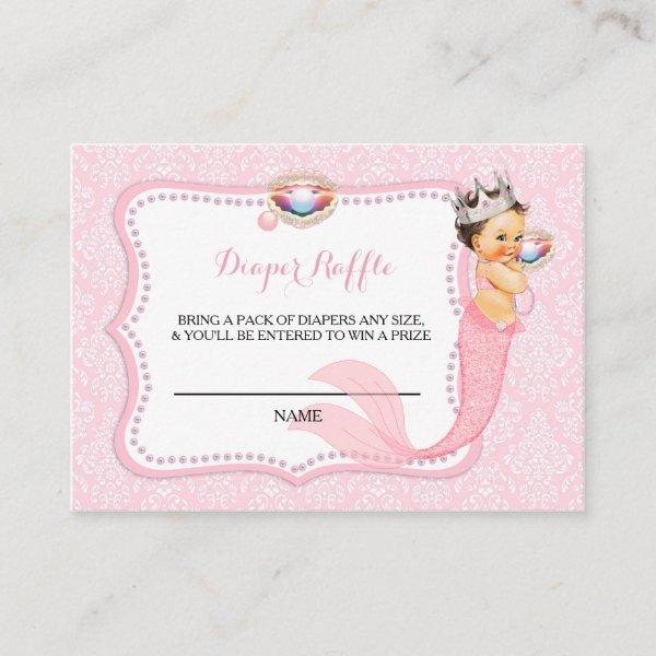 Mermaid Under the Sea Pink Diaper Raffle Ticket Enclosure Card