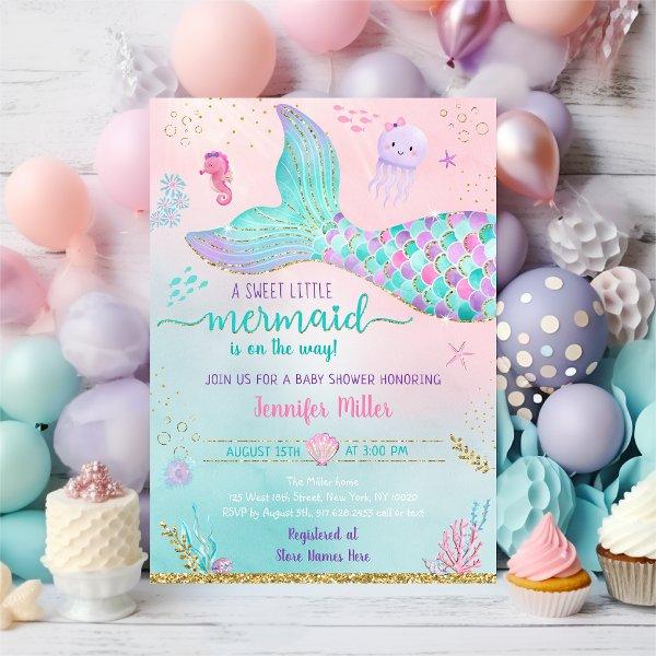Mermaid Under The Sea Pink Gold