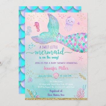 Mermaid Under The Sea Pink Gold