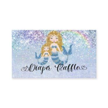 Mermaids Under the Sea Blue Blonde Diaper Raffle  Enclosure Card