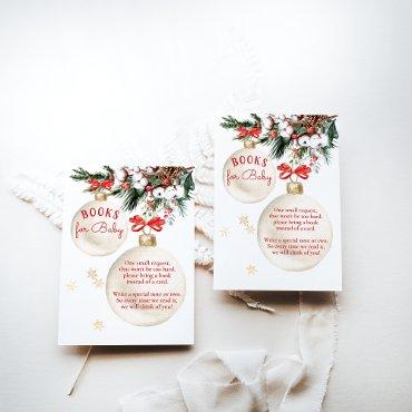 Merry Little Baby Shower Modern Christmas Books Enclosure Card