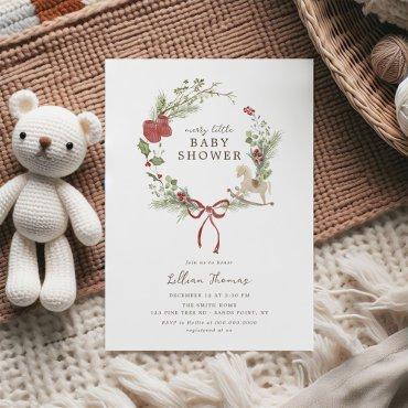 Merry Little Baby Shower Red Bow Wreath