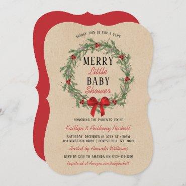 Merry Little Christmas Baby Shower Invitation
