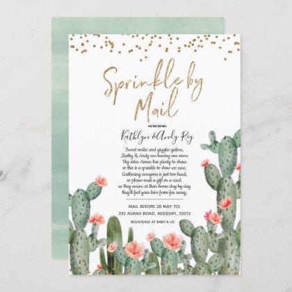 Mexican Cactus Sprinkle by Mail Baby Shower Invitation