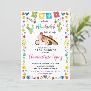 Mexican Cute Little Muchachito Boy Baby Shower Inv Invitation