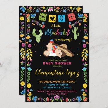 Mexican Cute Little Muchachito Boy Baby Shower Invitation