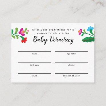 Mexican Embroidery Baby Shower Guessing Game Enclosure Card
