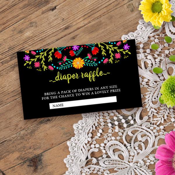 Mexican Fiesta Floral Diaper Raffle Baby Shower Enclosure Card