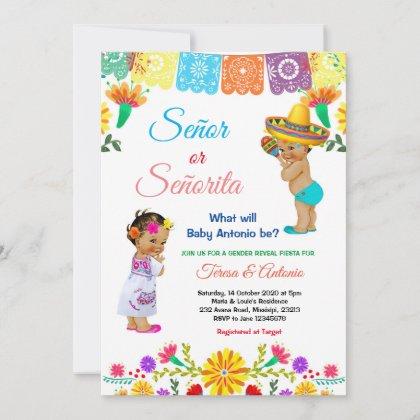 Mexican He or She Gender Reveal Baby Shower Invitation