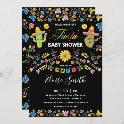 Mexican Vibrant Floral Cactus Fiesta Baby Shower Invitation