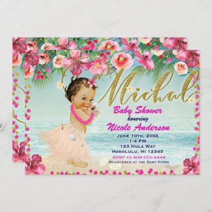 MICHAL Aloha Baby Shower Hawaiian Retro Beach  Invitation