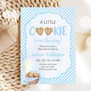 Milk and Cookies Blue Baby Boy Shower Party