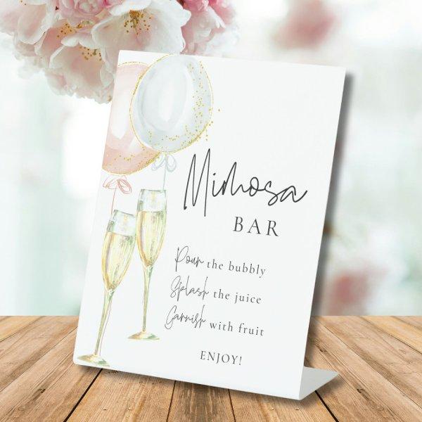 Mimosa Bar Pink & Blue Balloon Gender Reveal Pedestal Sign