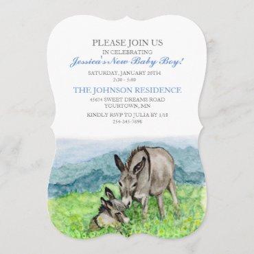 Miniature Donkey Baby Shower Invitation