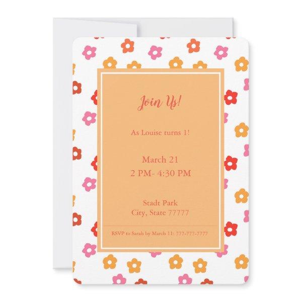 Minimal Cute Pink Yellow Red Orange Floral Pattern