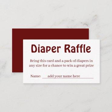 Minimal Diaper Raffle Co-ed Baby Shower Request  Enclosure Card