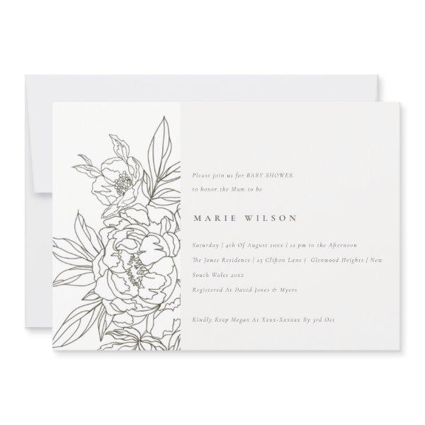 Minimal Elegant Brown Floral Sketch