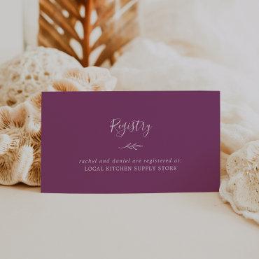 Minimal Leaf | Berry Purple Gift Registry Enclosure Card