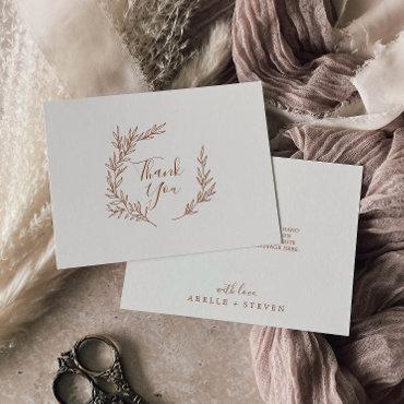 Minimal Leaf | Boho Cream Flat Thank You Card