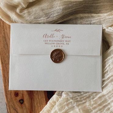 Minimal Leaf | Boho Cream Wedding  Envelope