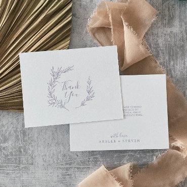 Minimal Leaf | Dusty Purple Flat Thank You Card