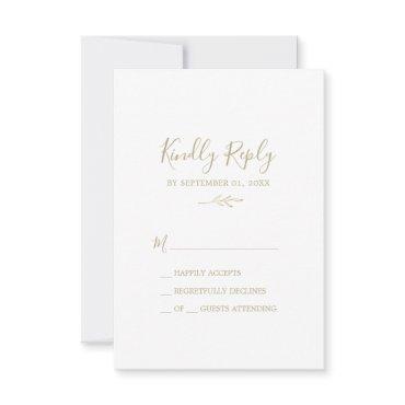 Minimal Leaf | Gold Simple RSVP Card