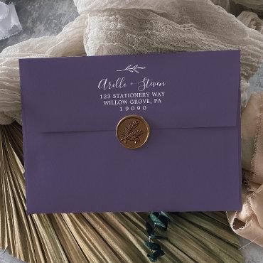 Minimal Leaf | Plum Purple Wedding  Envelope