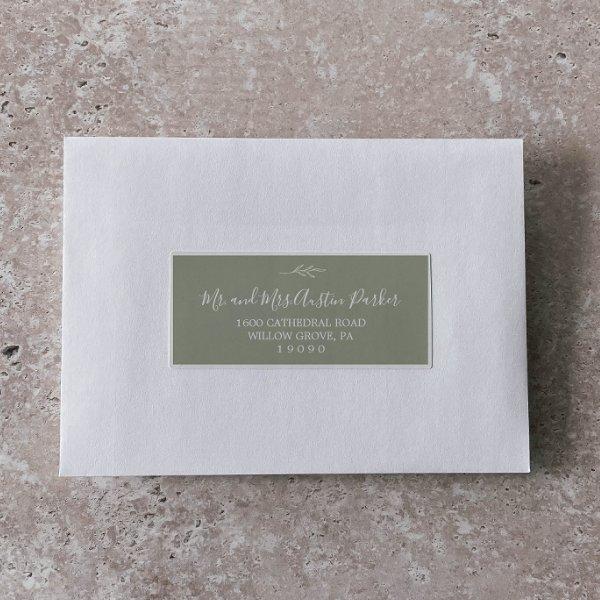 Minimal Leaf Sage Green Guest Address Labels