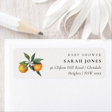 Minimal Orange Botanical Boho Baby Shower Address Label
