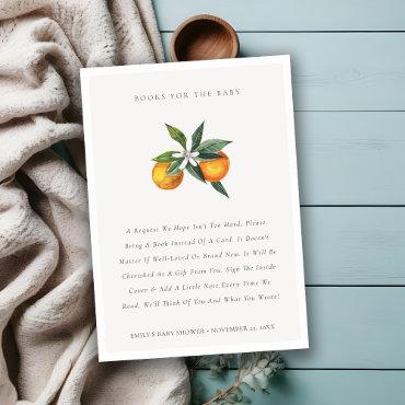 Minimal Orange Botanical Books For Baby Shower Enclosure Card