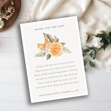 Minimal Orange Botanical Books For Baby Shower Enclosure Card