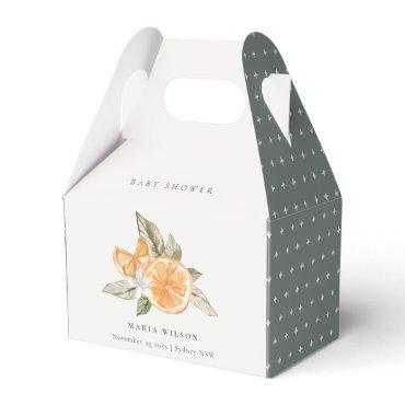 Minimal Orange Botanical Leafy Boho Baby Shower Favor Boxes