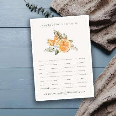 Minimal Orange Fauna Advise For Mum Baby Shower Enclosure Card