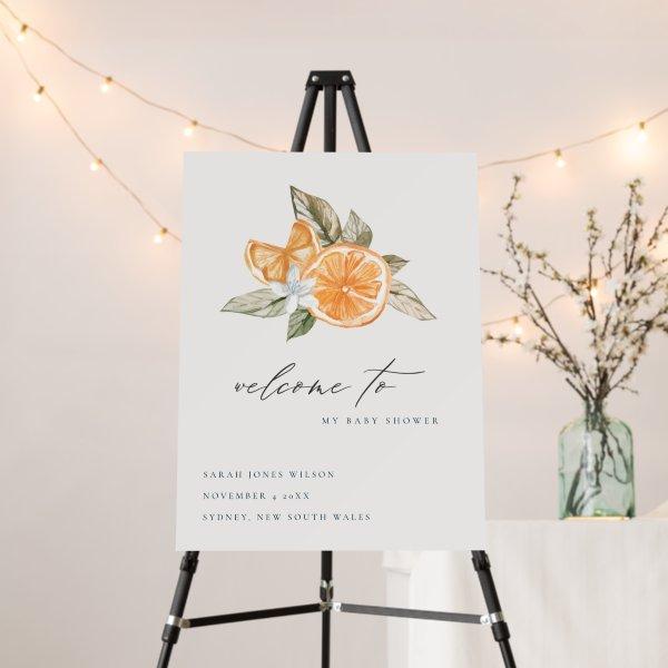 Minimal Orange Foliage Boho Baby Shower Welcome Foam Board