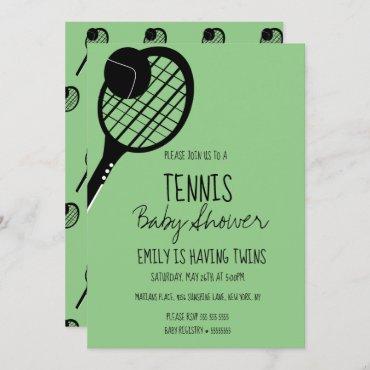 Minimal Tennis Sports Baby Shower Green
