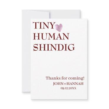 Minimal Tiny Human Shindig Funny Co-ed Baby Shower Thank You Card