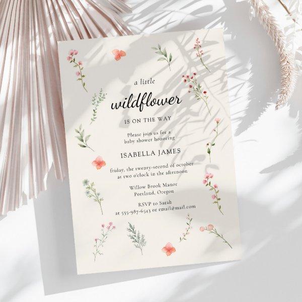 Minimal Wildflower Beige Boho Floral