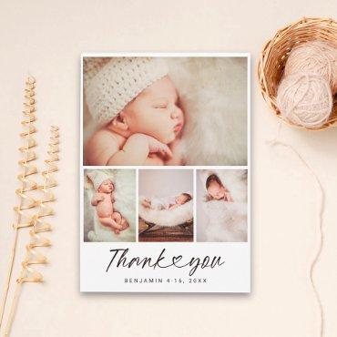 Minimalist 4 Photo Collage Baby Shower Thank You Postcard