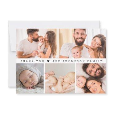 Minimalist baby 5 photo collage newborn thank you