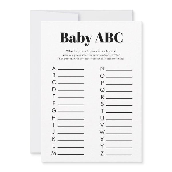 Minimalist Baby Shower ABC Game