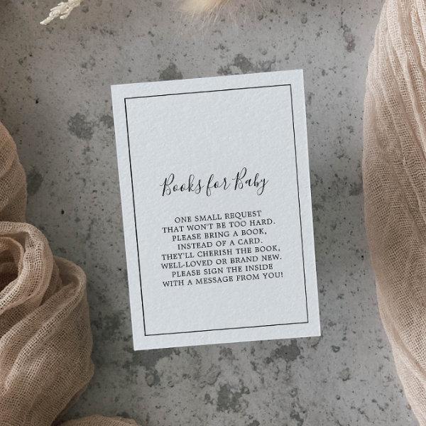 Minimalist Baby Shower Books for Baby Enclosure Card