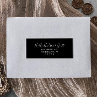 Minimalist Black Wedding Guest Address Labels